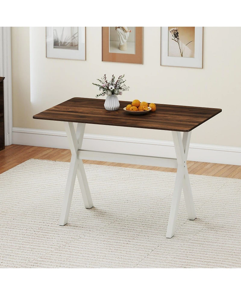 Gouun 43 in Modern Rectangular Dining Table with X-Shaped Rubber Wood Frame