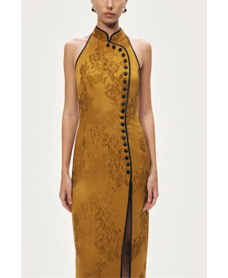 Nocturne Women's High-Neck Button-Detail Midi Dress