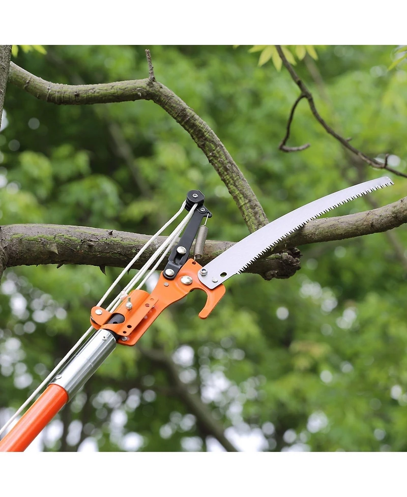 Sugift Manual Pole Saw, 7.3-27 ft Extendable Tree Pruner with Steel Blade for Branch Trimming