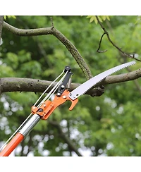 Sugift Manual Pole Saw, 7.3-27 ft Extendable Tree Pruner with Steel Blade for Branch Trimming