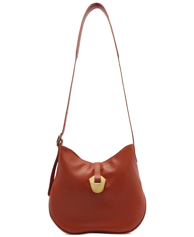 Arezzo Sabrina Small Leather Snap Button Crossbody Handbag