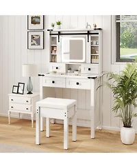 Sugift Makeup Vanity Desk with Mirror and Adjustable Storage Shelves