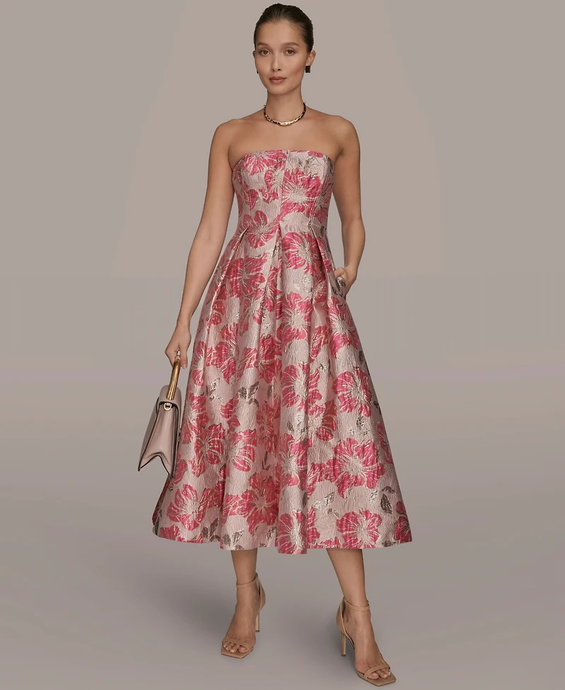 Donna Karan New York Women's Jacquard Strapless A-Line Dress