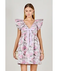 endless rose Women's Jacquard with bow Mini Dress