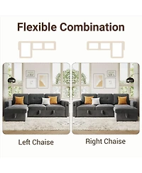 gaomon 84" Sleeper Sofa with Storage and Charging Station, Convertible Sectional Couch Bed Led Lights, Reversible Chaise, Pull Out