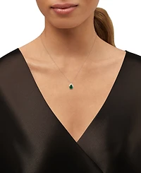 Macy's Created Emerald (1-1/8 ct. t.w.) and Created White Sapphire (1/20 ct. t.w.) Pendant Necklace in 14k Yellow Gold-Plated Sterling Silver