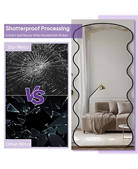 Antok Full Length Mirror 76"x34" Wavy Mirror Full Length with Stand for Bedroom Living Room Cloakroom