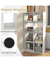 Gouun 8-Cube Bookshelf with Reinforced Crossbar and Back Guardrail, 27.5 x 13 x 54