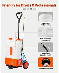Sugift Battery Powered Backpack Sprayer, 4 Gallon Tank, 8 Nozzles, Adjustable Pressure