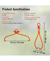 Sugift Log Skidding Tongs, 32 Inch, Heavy Duty Steel Lifting Tool for Lumber Handling