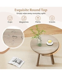 Gouun 18 in Round Mahogany Wood Outdoor Side Table with Thickened Board