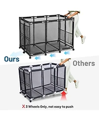 Yescom Extra Large 12 Wheels Rolling Mesh Pool Storage Bin Metal Frame with Cover Replacement Net