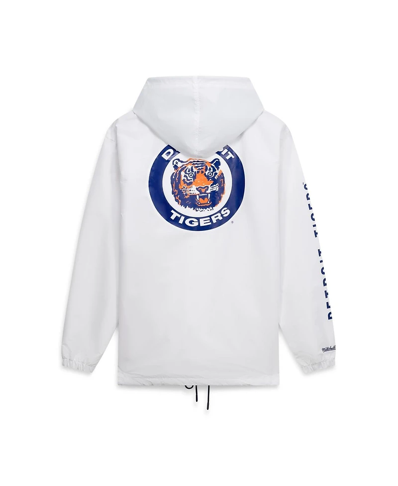 Mitchell Ness Men's White Detroit Tigers Big Tall Full-Snap Hooded Jacket