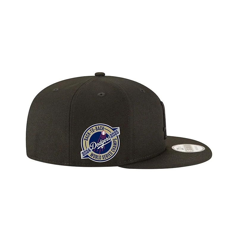 New Era Men's Black Los Angeles Dodgers 2024/25 Back-to-Back Champions Circle Side Patch 9FIFTY Snapback Hat