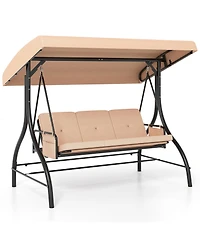 Slickblue 3-Piece Patio Swing with Canopy Removable Cushions and Side Pockets