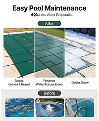 Sugift 20x40ft Mesh Pool Safety Cover with Center Step for Winter