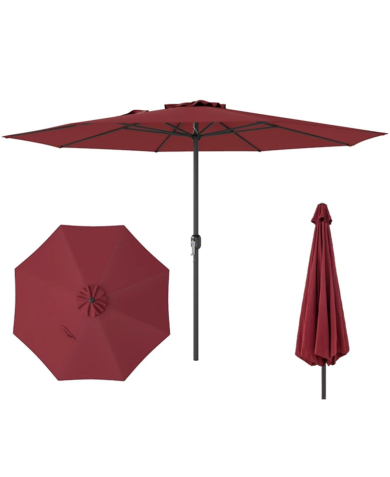 Sugift 12 ft Patio Umbrella with Crank Handle and Sturdy Ribs
