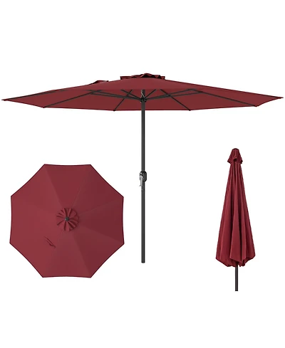 Sugift 12 ft Patio Umbrella with Crank Handle and Sturdy Ribs