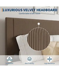 Homfan Upholstered Platform Bed Frame with Headboard - Modern Low Profile, Sturdy Metal and Wooden Slats, Noise-Free