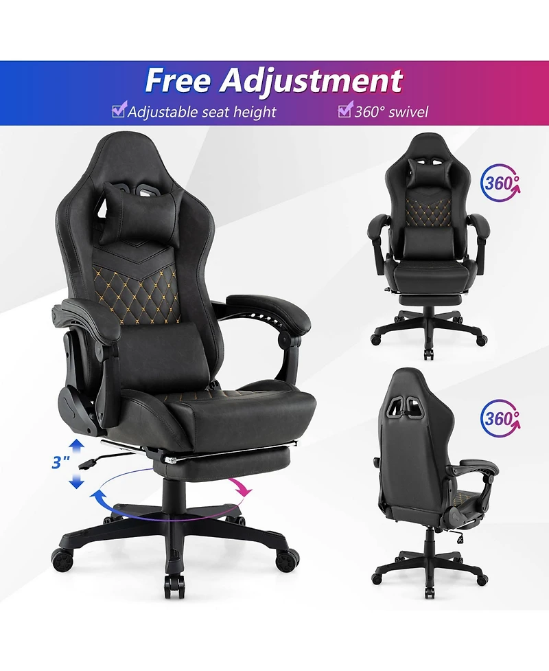 Sugift Ergonomic Video Game Computer Chair with Headrest and Lumbar Pillow