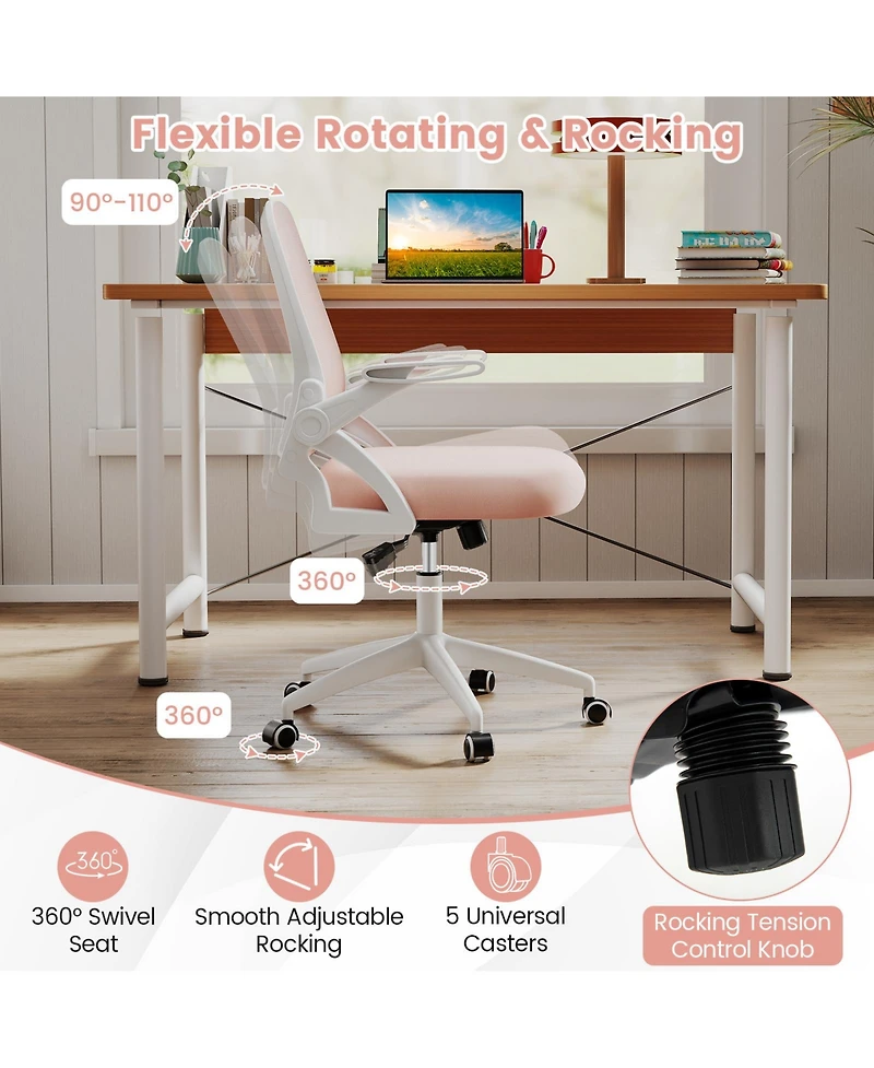 Sugift Ergonomic Computer Desk Chair with Lumbar Support and Flip-up Arms