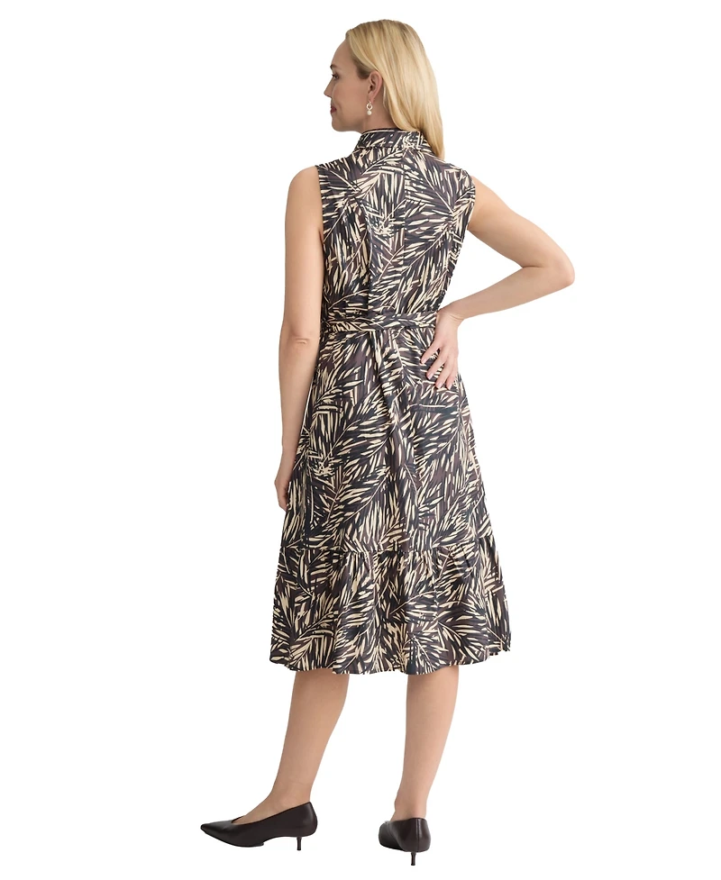 Jones New York Women's Printed Collared Neck Shirt Dress