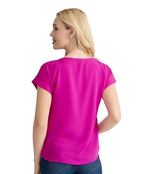 Jones New York Women's Short-Sleeve Boat Neck Polyester Blouse