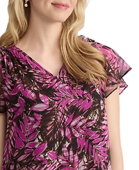 Jones New York Women's Printed V-Neck Top