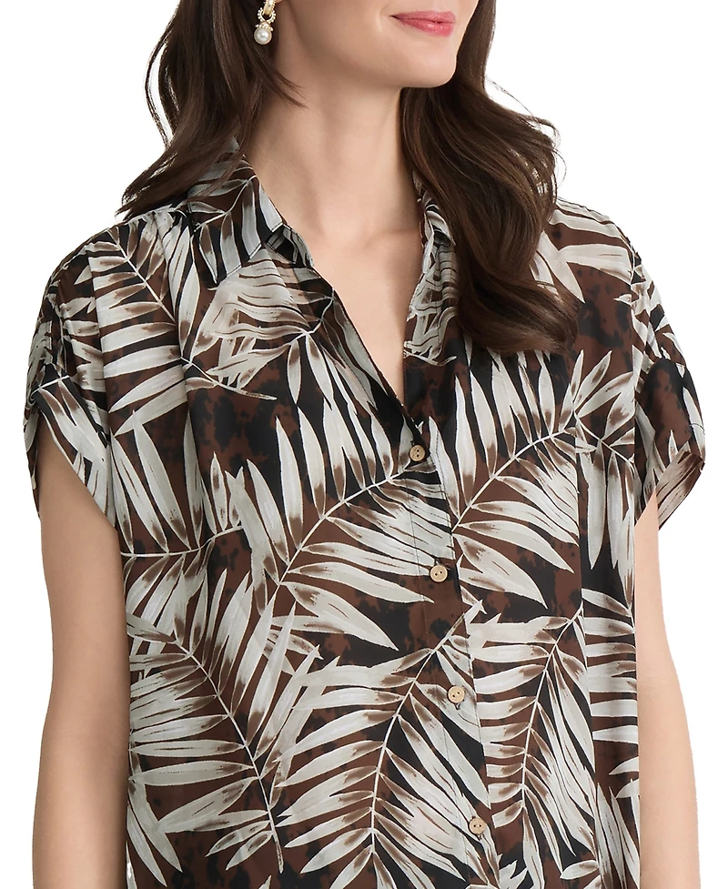 Jones New York Women's Printed Collared Neck Shirt
