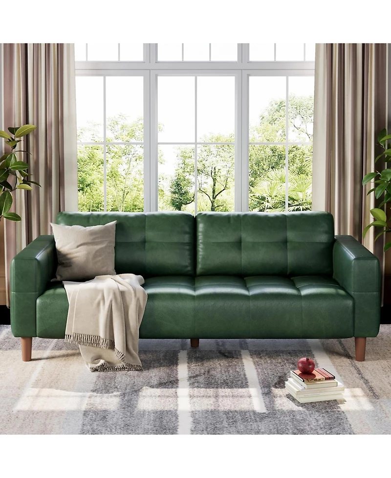 gaomon 3-Seater Sofa Couch, 83 in Wide Faux Leather Sofa Couch with Spring Cushion, Modern Sofa with Deep Seats and 2 Removable Back Cushions