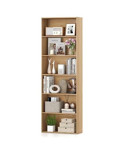 Gouun 6-Tier Bookcase with 6 Open Shelves and Anti-Toppling Kits, 23.5 x 9.5 x 70 in