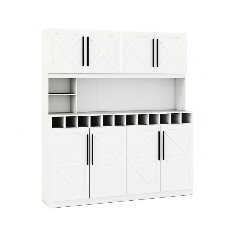 Gouun 70 in Farmhouse Pantry Cabinet Kitchen Buffet Hutch with 4 Cabinets