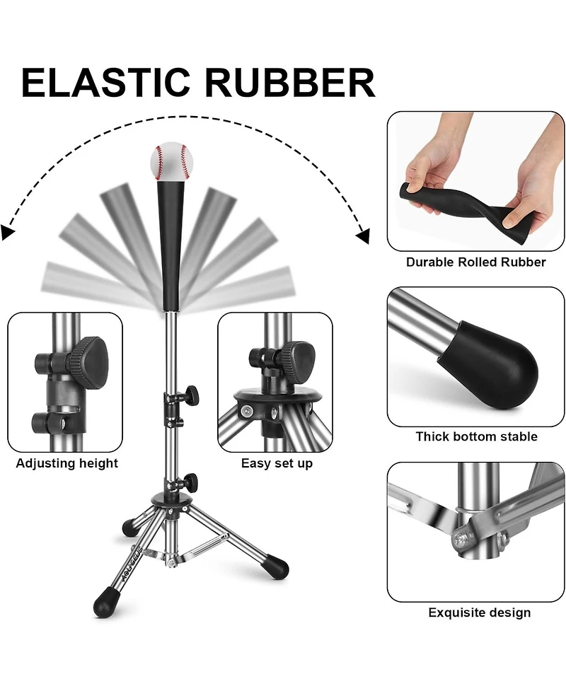 Aoligeijs Baseball Tee Batting Tee Softball Tee Portable Travel Hitting Tee,Easy Adjustable Height,Stable Tripod Stand