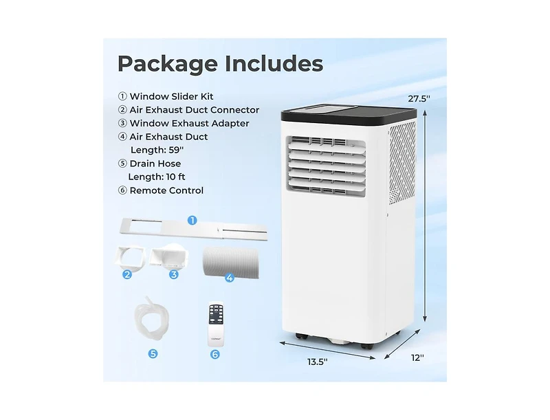 Mecale 8000 Btu Portable Air Conditioner 3-in-1 Floor Ac Unit for Room