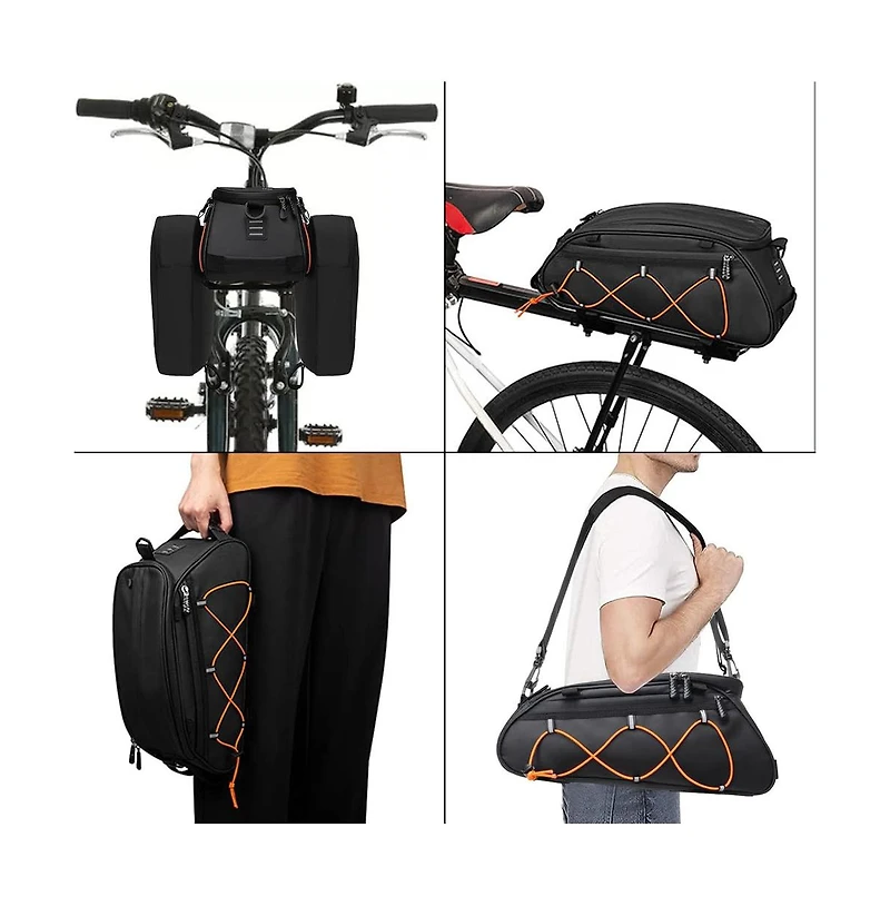 Aoligeijs Bike Rack Bag with Removable Panniers Insulated Waterproof Bicycle Trunk Cooler Storage Rear Seat Cargo for Commuting Travel Camping