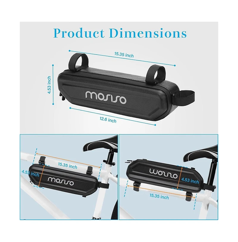 Aoligeijs Waterproof Bike Frame Bag Hard Shell Eva Triangle Storage Bag 6L Bicycle Under Tube Tool Pouch for Cycling Commuting