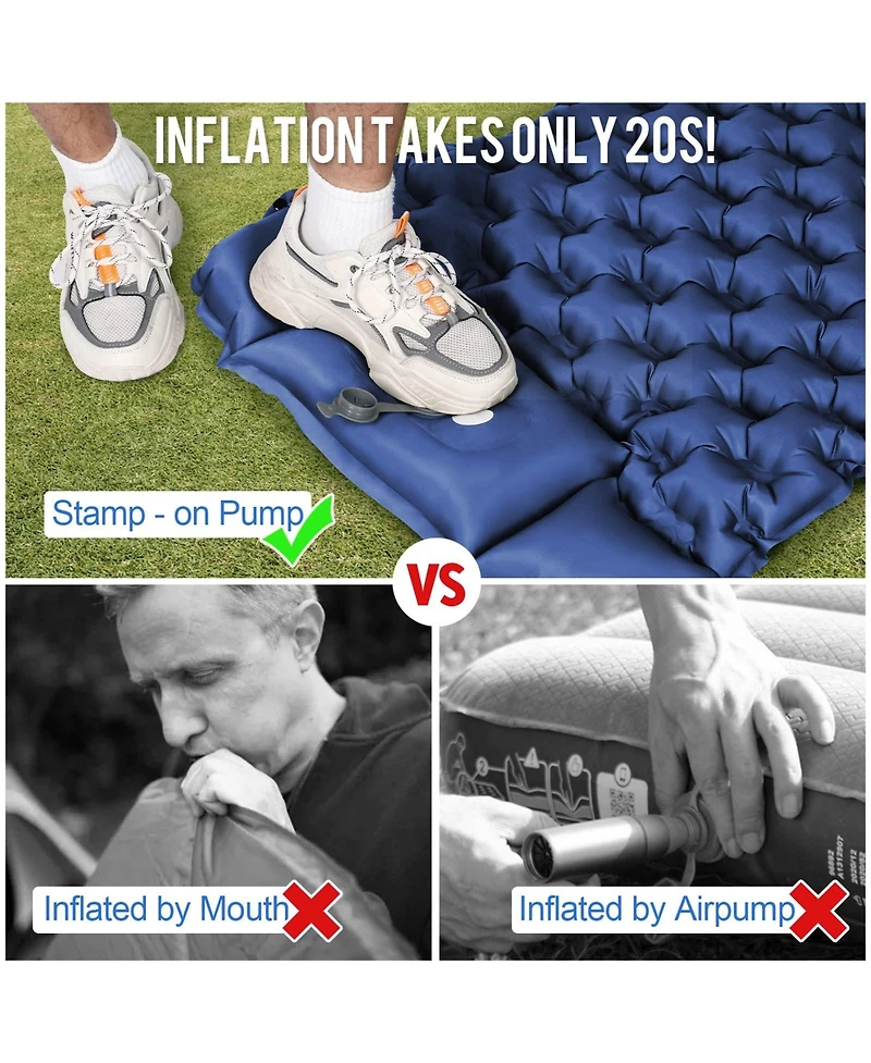 Gnuadz Sleeping Pad Ultralight Inflatable Camping Built-in Pump Hiking Airpad Outdoor Recreation Gear