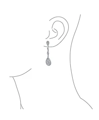 Bling Jewelry Art Deco Style Filigree Teardrop Cubic Zirconia Chandelier Clip On Earrings