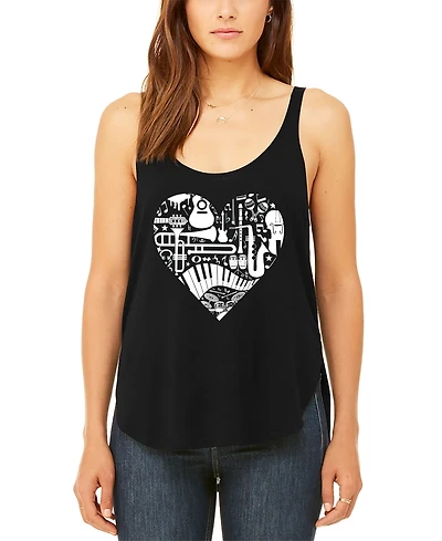 La Pop Art Women's Musical Instrument Heart Premium Word Flowy Tank Top