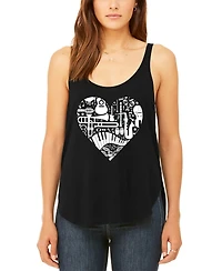 La Pop Art Women's Musical Instrument Heart Premium Word Flowy Tank Top