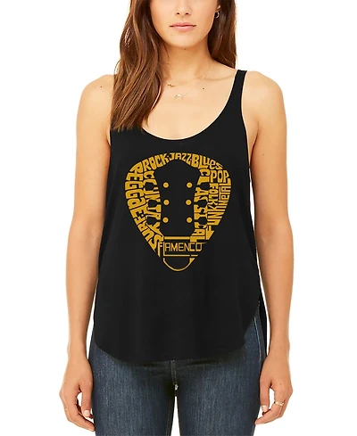 La Pop Art Women's Guitar Pick Genres Premium Word Flowy Tank Top