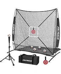 Aoligeijs Baseball Softball Practice Net,Pitching Net,Batting Net,with Bonus Strike Zone,Target and Bow Frame,for Hitting,Pitching,Catching