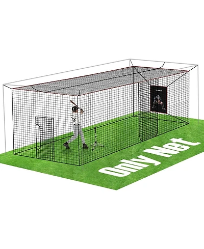 Aoligeijs Baseball Softball Batting Cage Net with Realistic Catcher, Net Only, Backyard Practice Batting Cage Net, Heavy Duty Multi-Purpose Sports Net