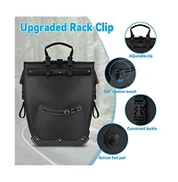 Aoligeijs Waterproof Bike Panniers 2 Pack 25L Rear Rack Saddle Bags Tpu Bicycle Storage Trunk Bag for Commuting Touring Road Mountain Cycling