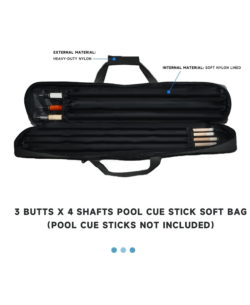 Gse Games & Sports Expert 3x4 Soft Pool Cue Case Billiard Pool Cue Stick Carrying Bag- Holds 3 Butts and 4 Shafts
