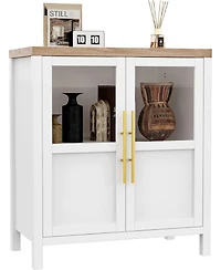 gaomon Sideboard Buffet Cabinet with Two Glass Doors Compact Modern Farmhouse Storage