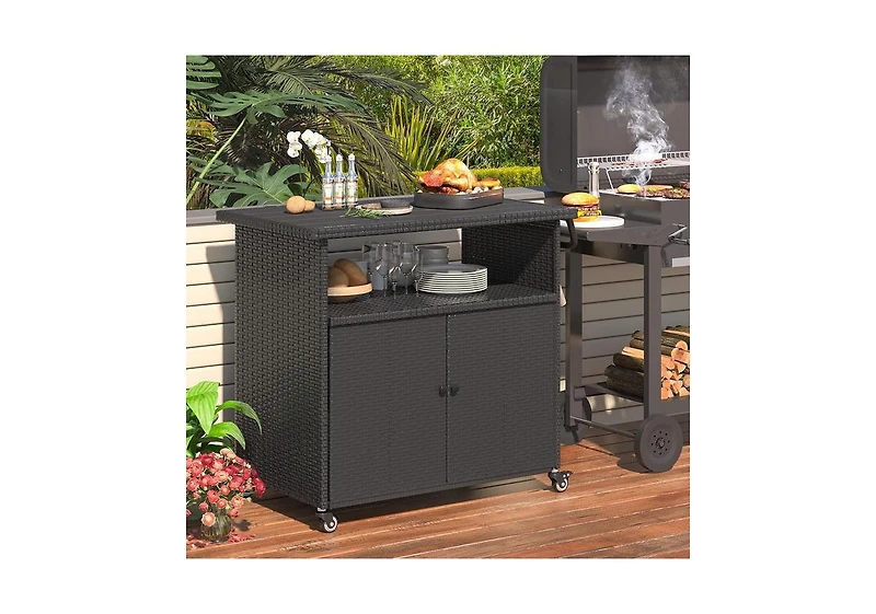 Aecojoy Outdoor Bar Cart with Wheels