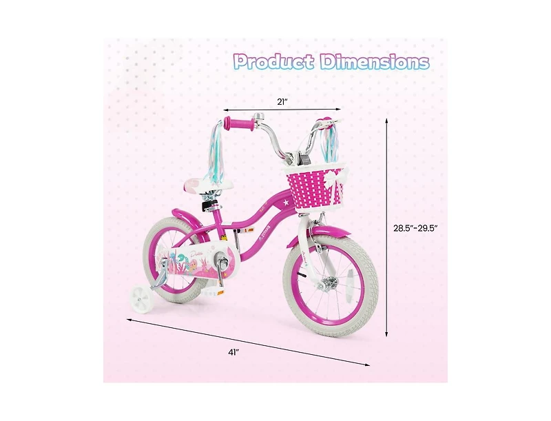 Slickblue Kids Bike with Basket and Streamers