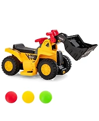 Slickblue 6V Electric Kids Bulldozer Ride On with Basketball Hoop and Balls