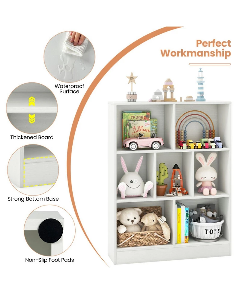 Gouun 7-Section Freestanding Kids Bookshelf for Classroom, Daycare and Nursery